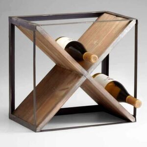 Rustic style wooden wine bottle holder